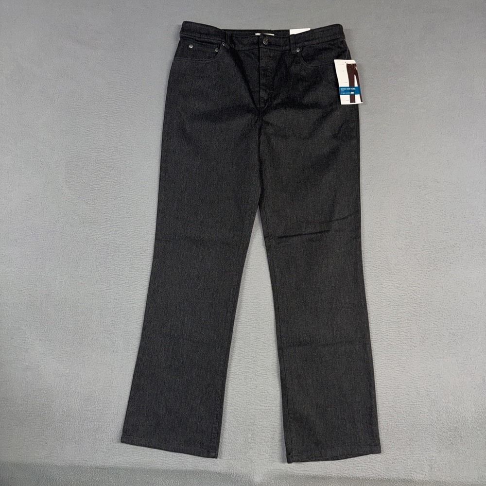 Jones New York Sport Jeans Womens 12 Gray Straight Leg Stretch Shape Control NWT